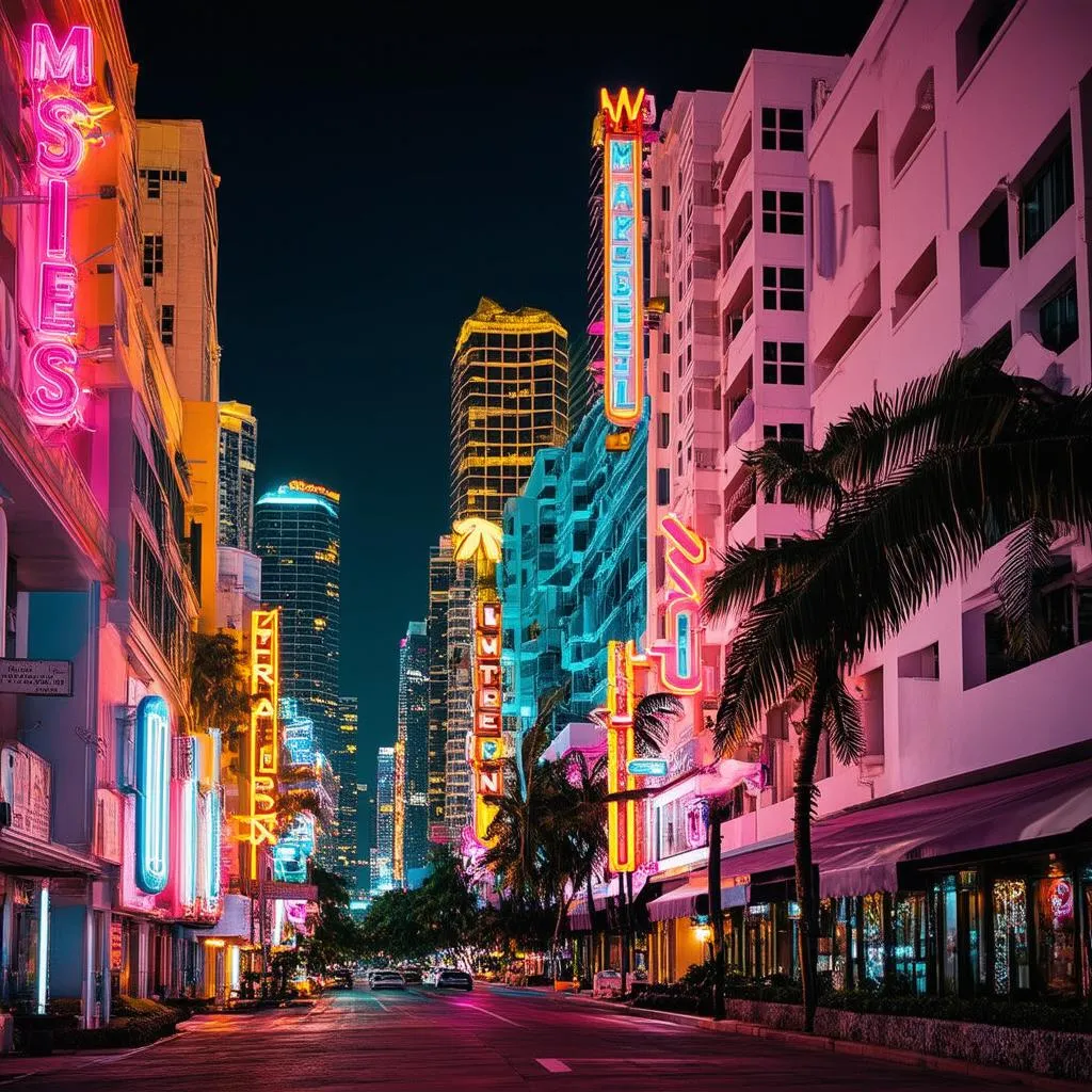 Thành phố Vice City rực rỡ ánh đèn neon