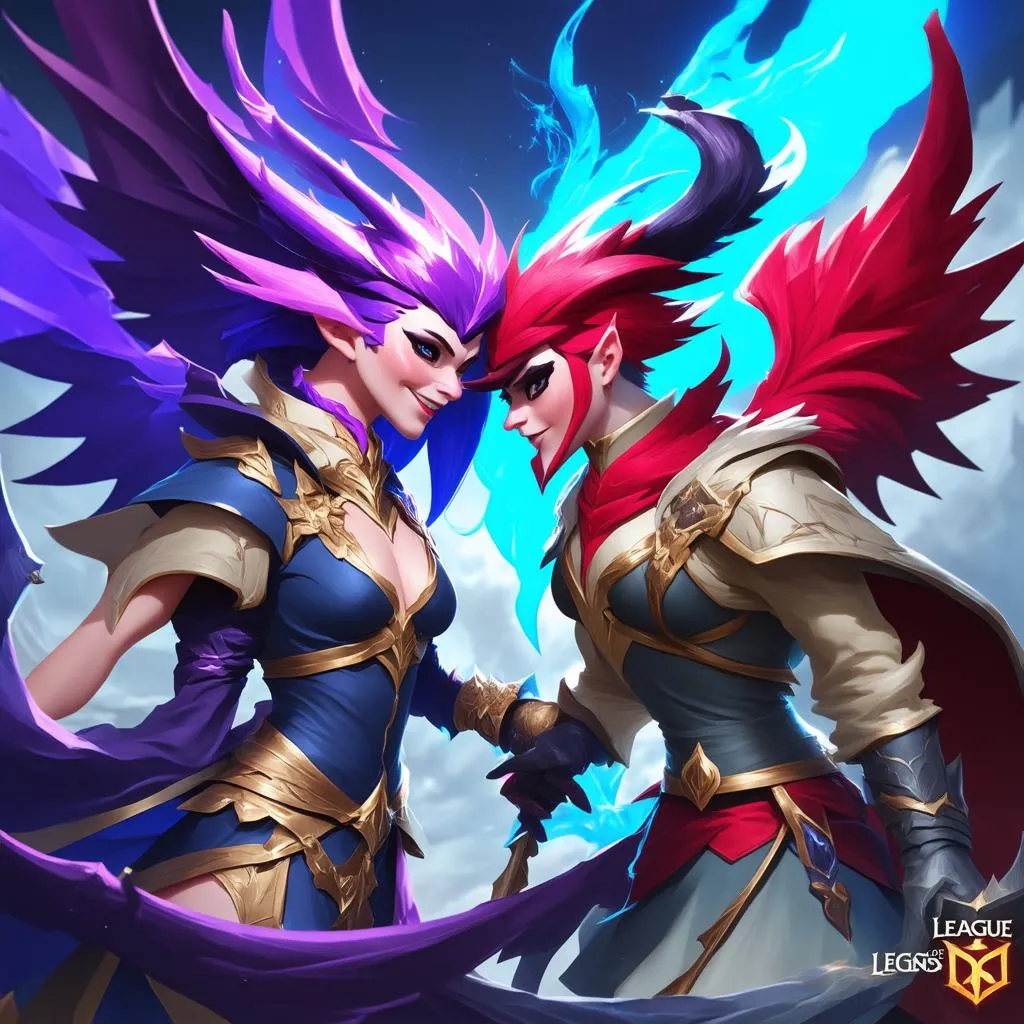 Xayah và Rakan giao tranh