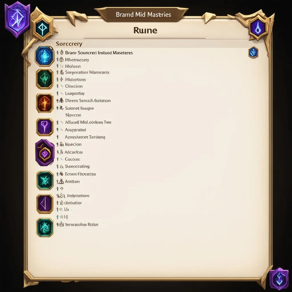 Rune page for Brand Mid Masteries