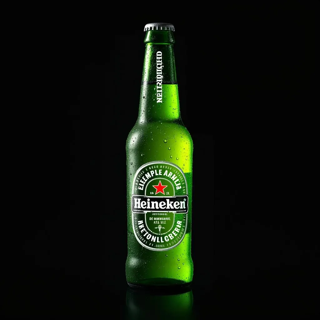 Chai bia Heineken trên nền đen