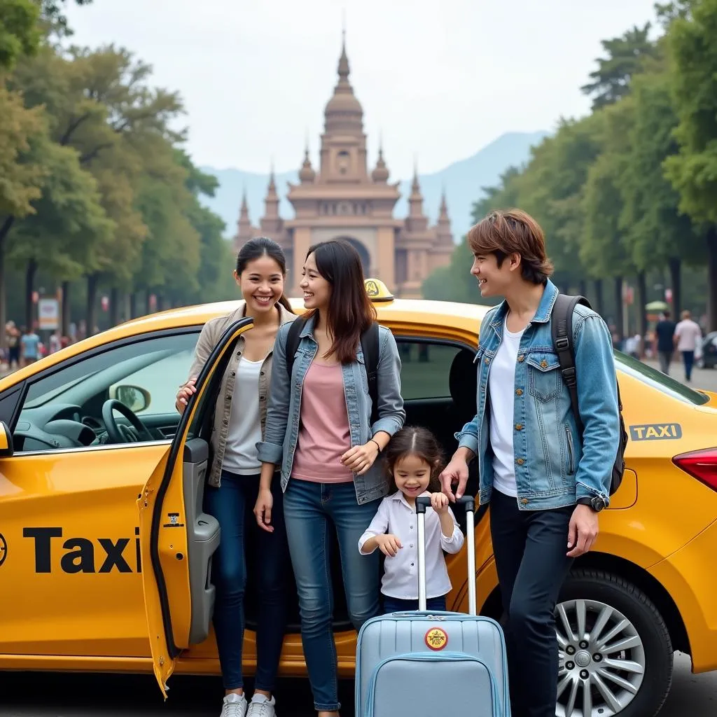 Du khách sử dụng dịch vụ Taxi Sun Quy Nhơn