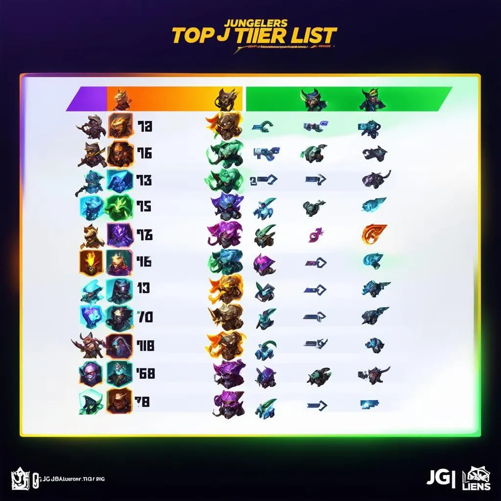 JG Tier List: Top vị tướng mạnh nhất hiện nay