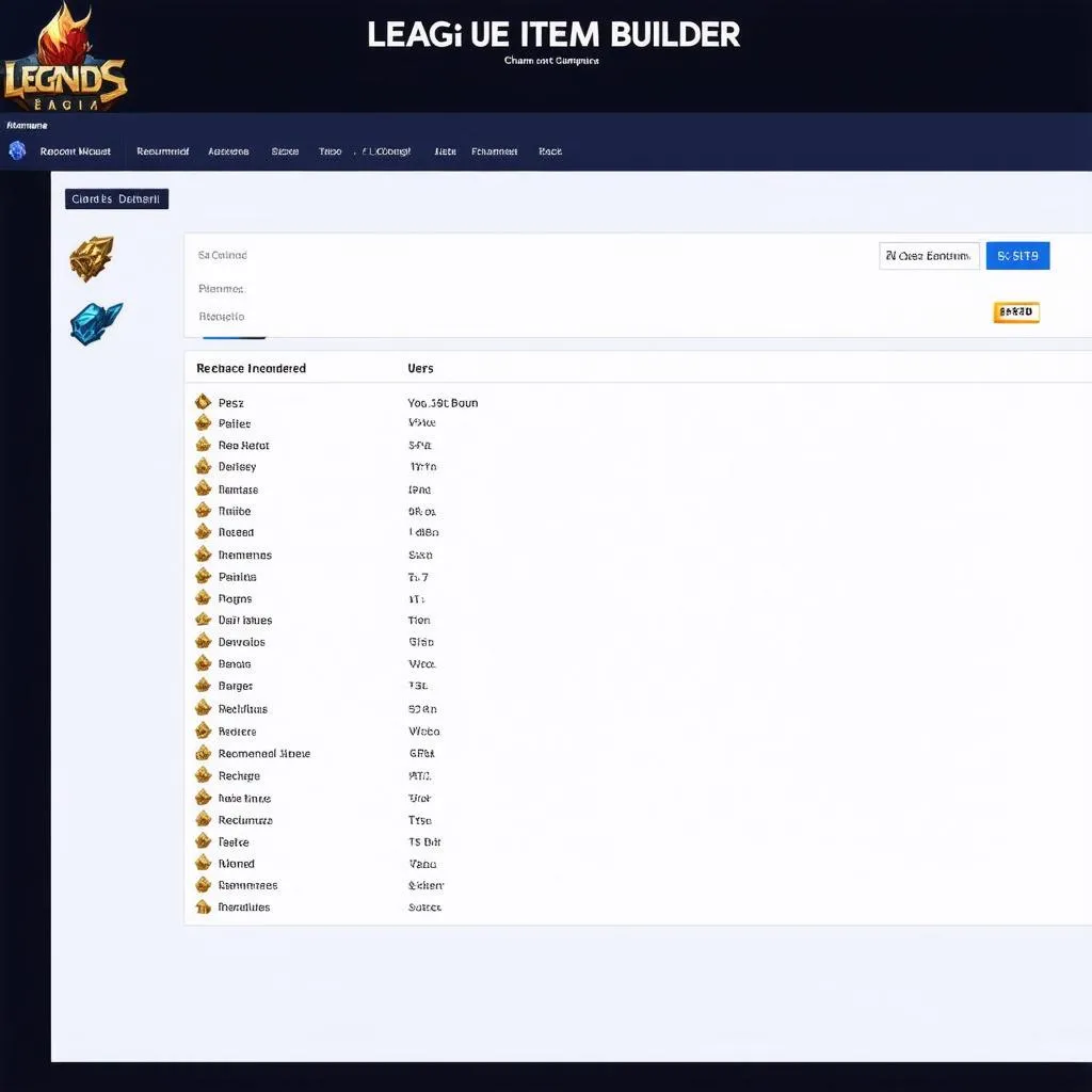 Trang bị trong League Item Builder