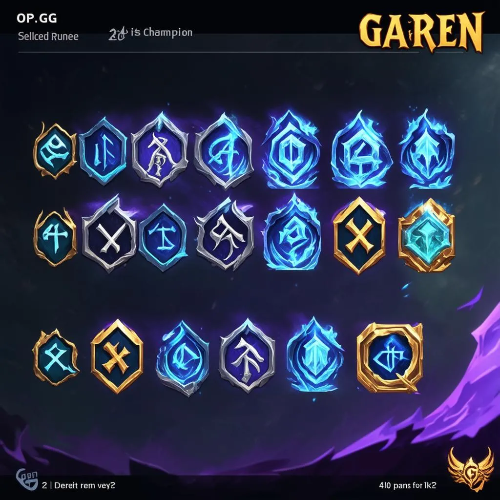 Bảng ngọc cho Garen trên OP.GG