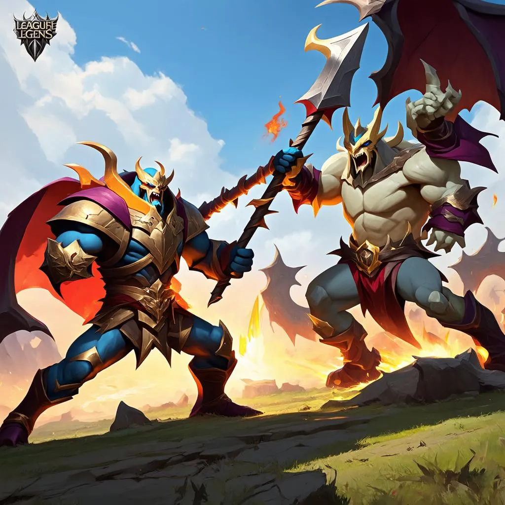 Pantheon vs Galio: Khi Chiến Binh Dũng Cảm Đối Đầu Vị Thần Khổng Lồ