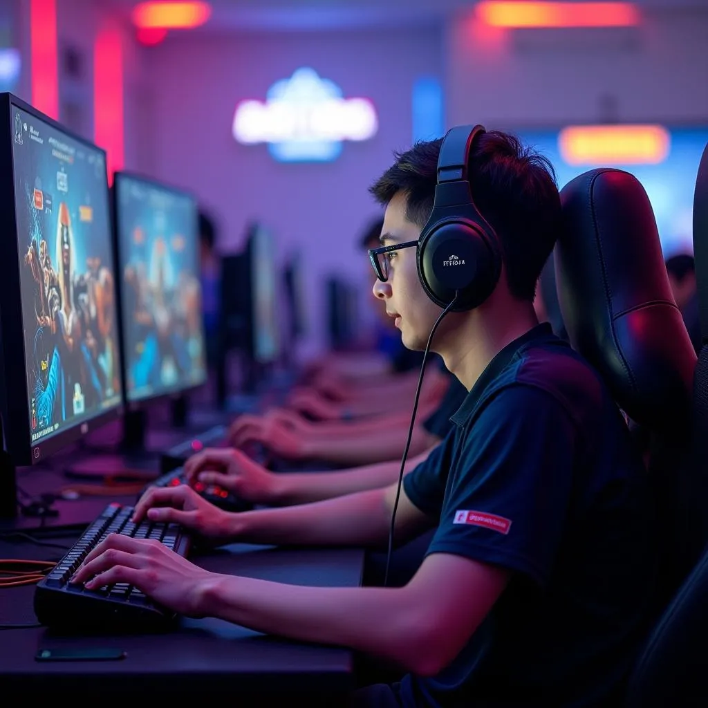 Hình ảnh sôi động về các game thủ đang thi đấu tại Pentakill LMHT Hà Nội CLUB