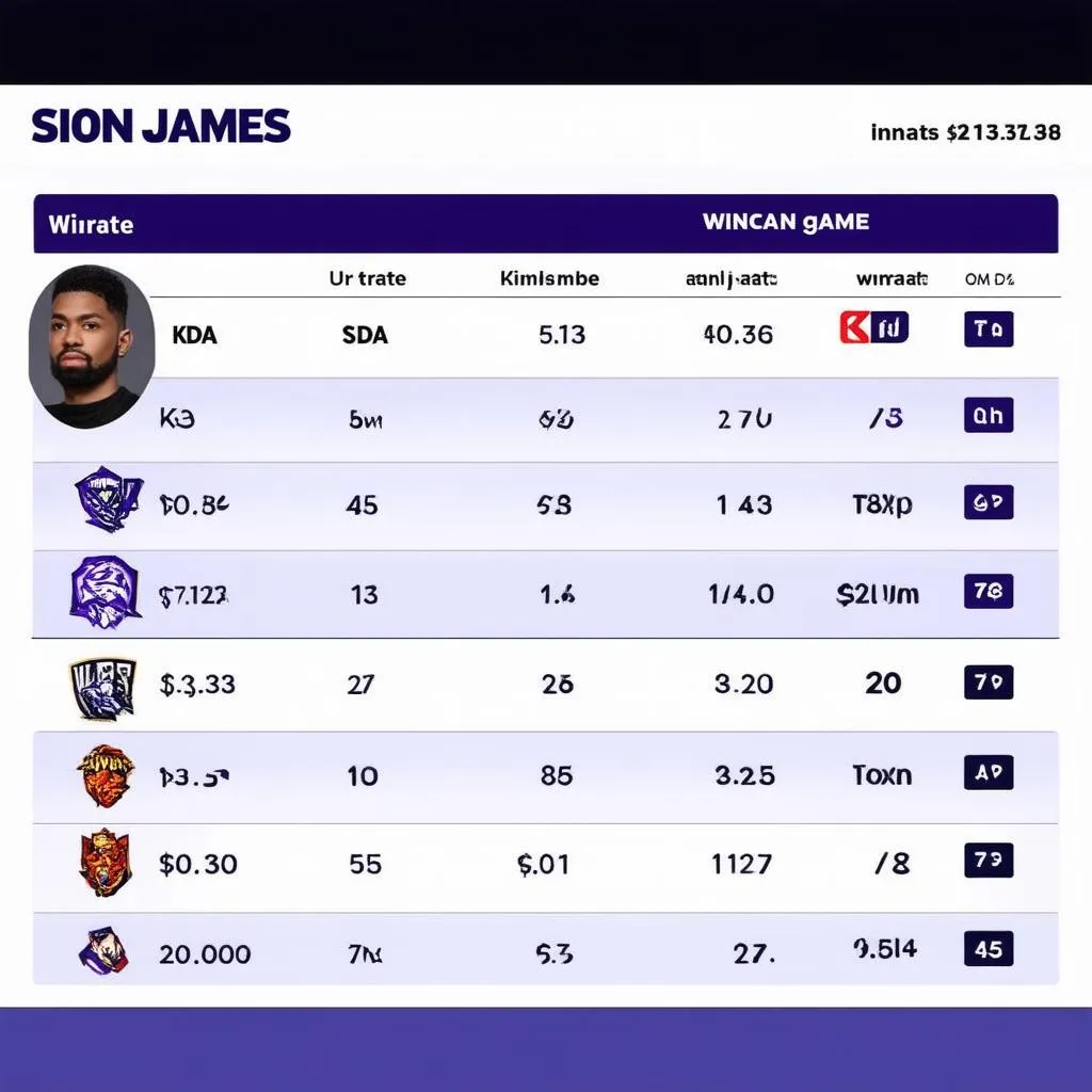 Sion James Stats