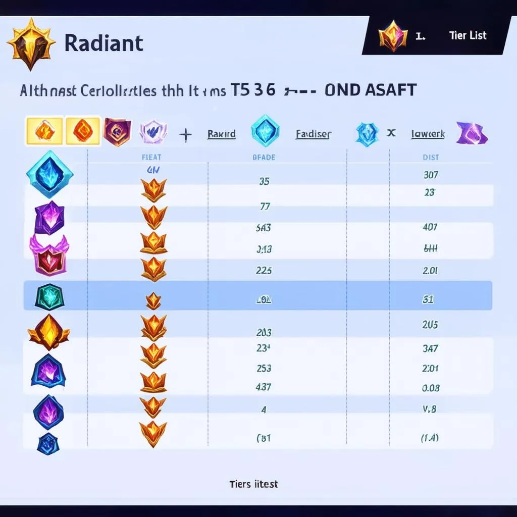 Danh sách Radiant Items theo cấp bậc