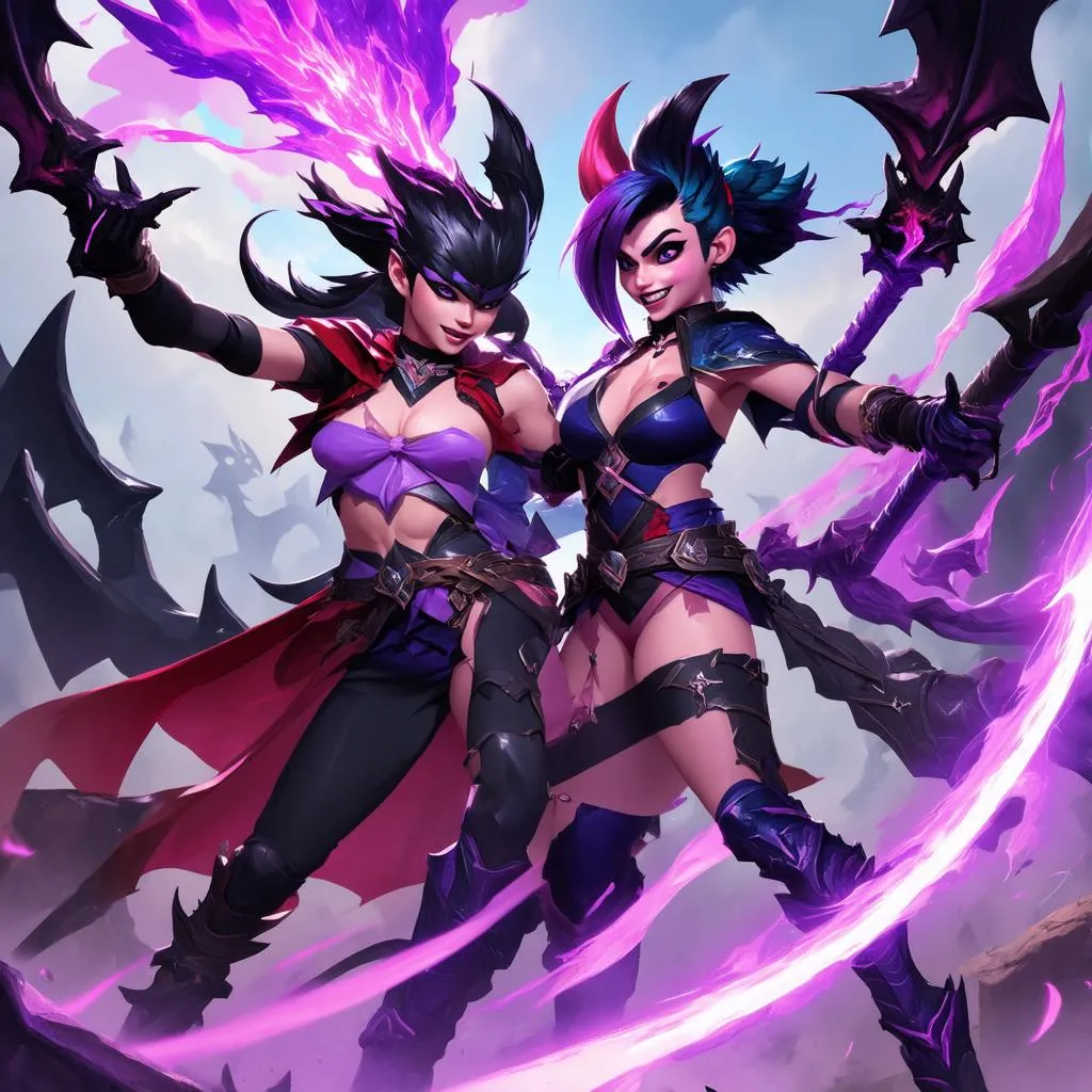 Vayne và Jinx sử dụng chiêu thức hủy diệt Aatrox