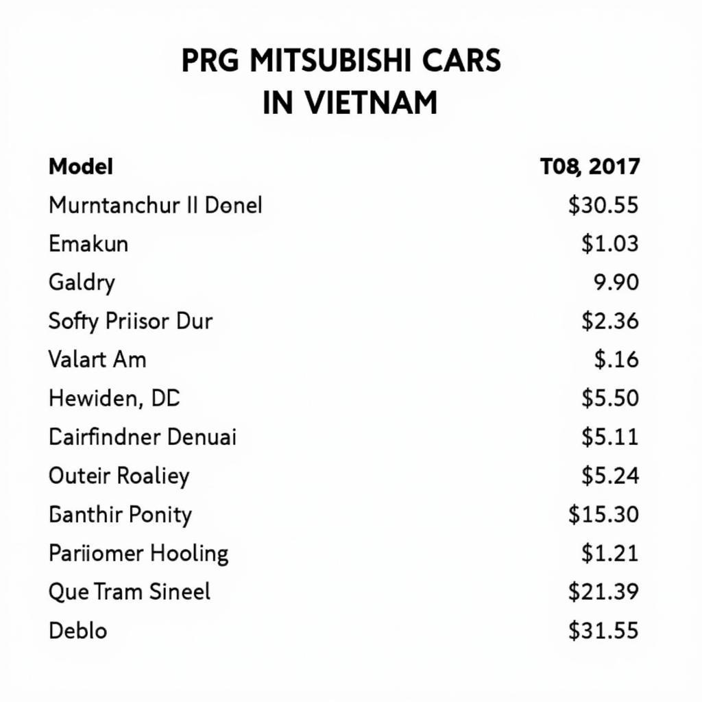 Bảng giá xe ô tô Mitsubishi