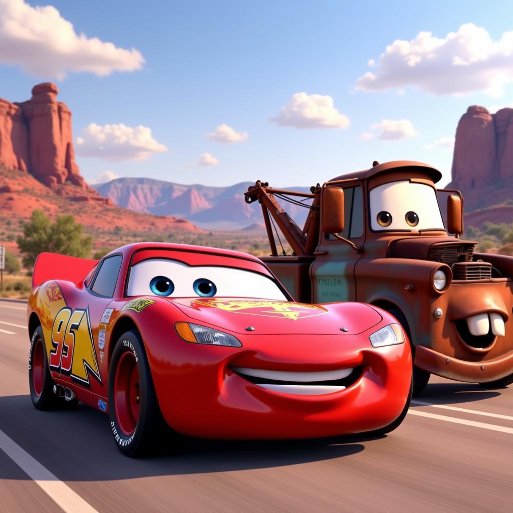 Phim hoạt hình Cars: Lightning McQueen và Mater phiêu lưu trong thế giới xe hơi