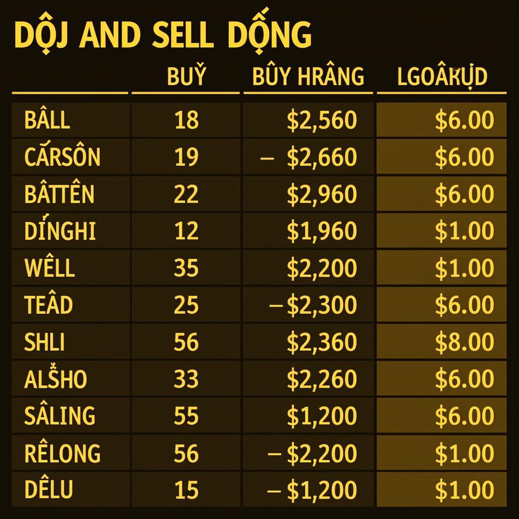 Bảng giá vàng DOJI hôm nay 