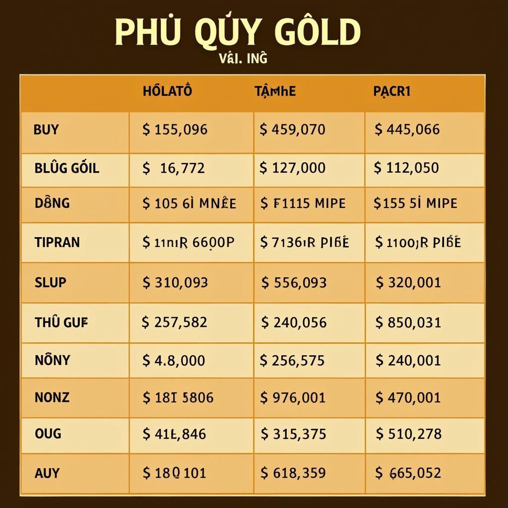 Bảng giá vàng Phú Quý hôm nay 