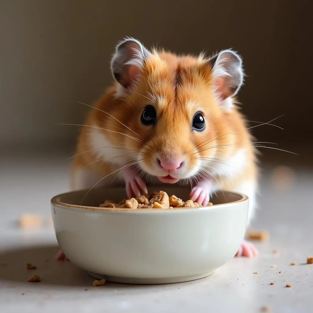 Hamster Syria đang ăn