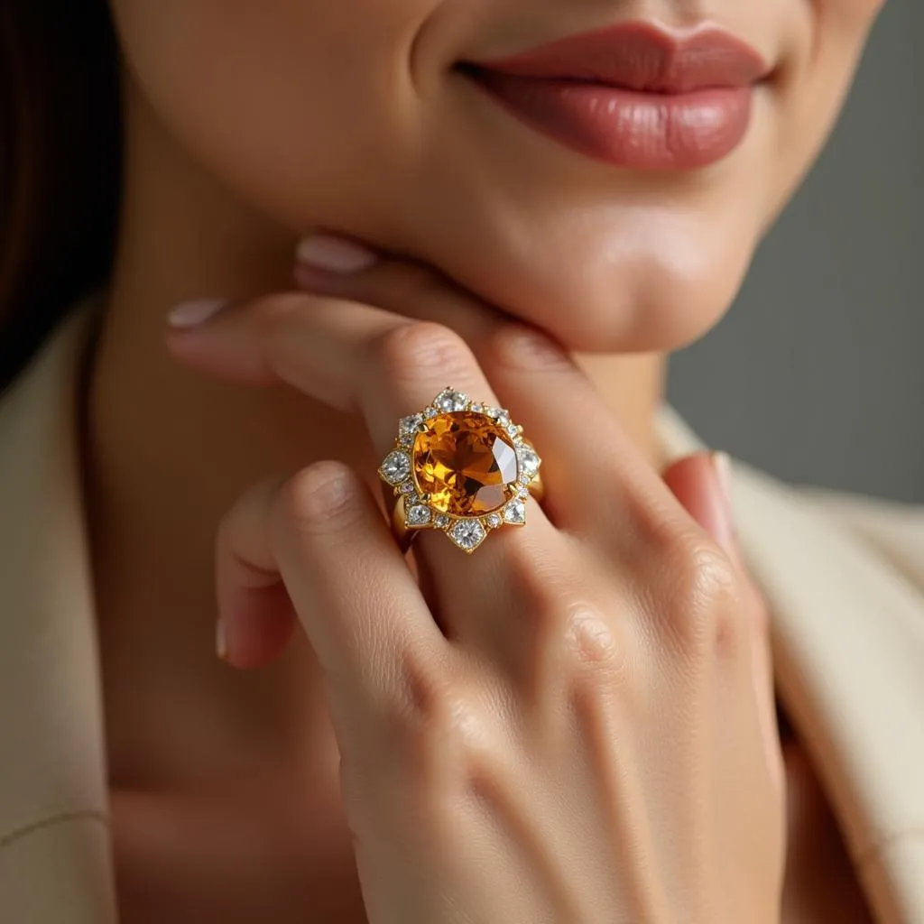 Nhẫn Đá Citrine Vàng Sang Trọng