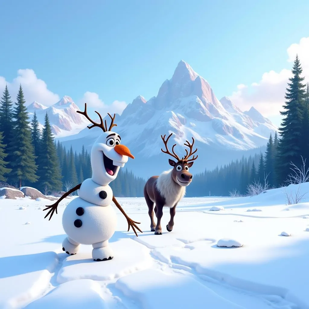 Olaf và Sven trên đường đi đến Arendelle